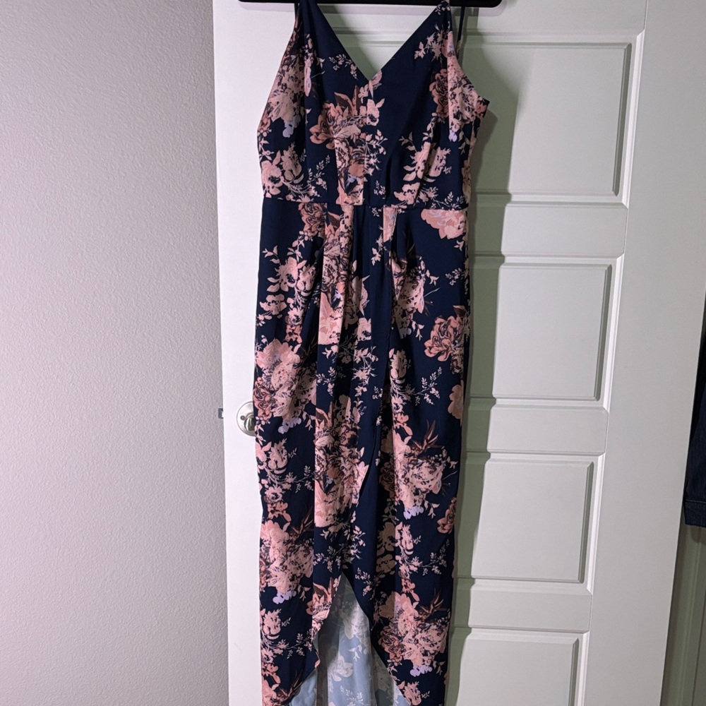Navy and Pink Floral Jumpsuit
